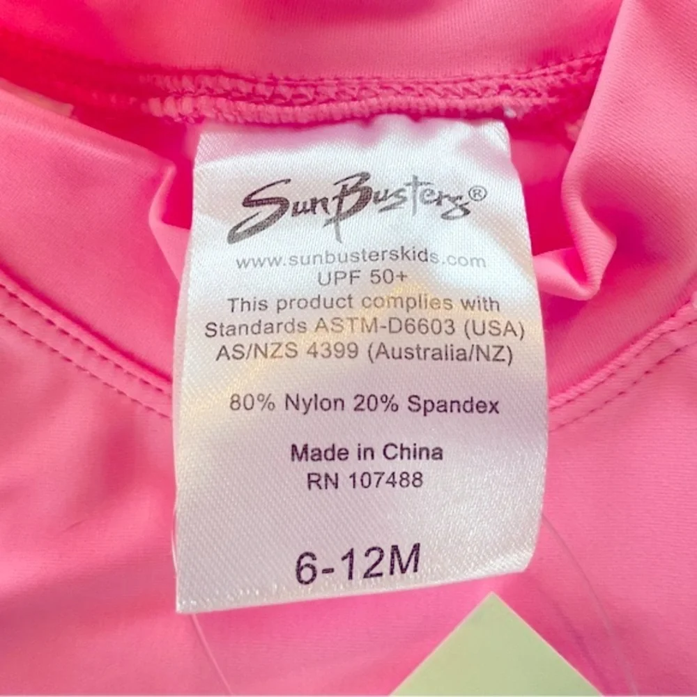 NWT Sunbusters Tuga Girls 6-12 M 2-Pc Rash Guard Set Swimsuit UPF 50+